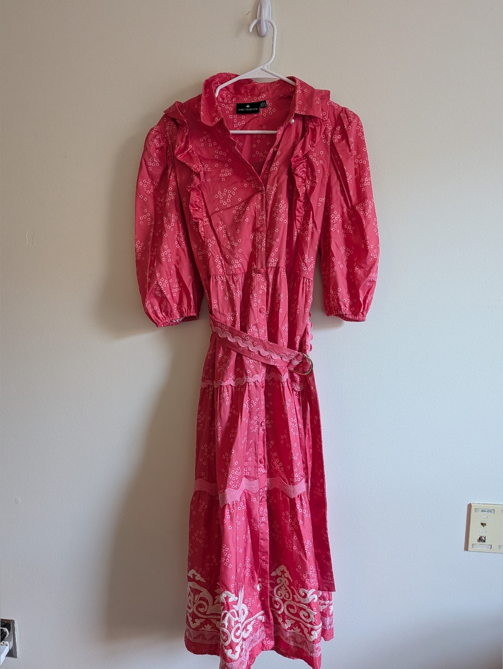 Emily Lovelock Pink Floral Print Dress